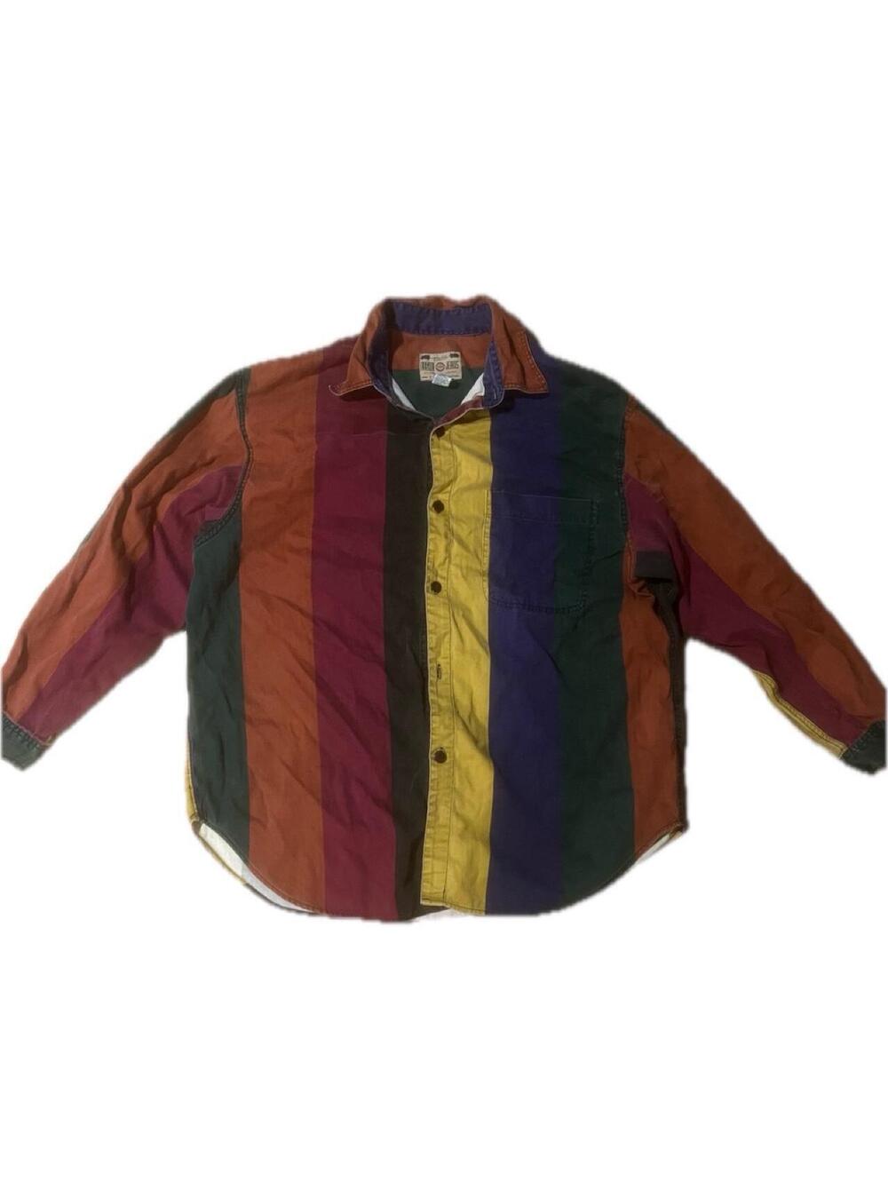 Vintage 90s true blue legal jeans multicolored striped jacket, size Large